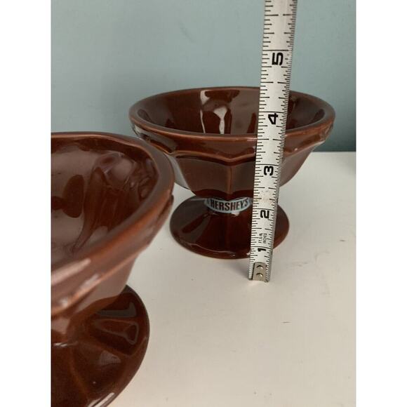 (2) Hershey's Brown Pedestal Style Ice Cream Bowls by Houston Harvest Hershey - Picture 6 of 11